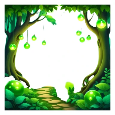 enchanted forest with dense foliage and soft magical glow, mysterious vibe sticker