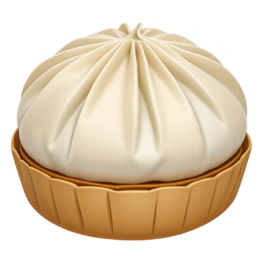 Steamed stuffed bun Baozi with visible pleated top, simplified emoji style with bold outlines and bright colors, cartoon style Chinese street snack sticker