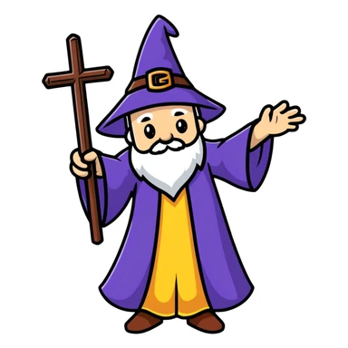 wizard making a cross with hands sticker