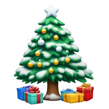 Snowy Christmas tree with presents sticker