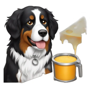 cheese fondue and bernese mountain dog sticker
