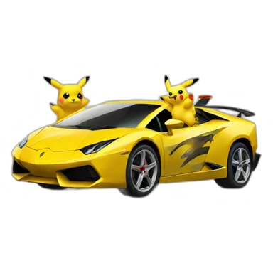 Pikachu driving Lamborghini sticker