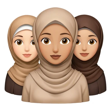 3 women collaboration. In the middle women are hijab women sticker