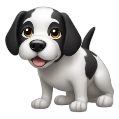A black and white dog pooping sticker