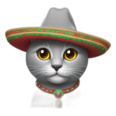 Grey cat with a mexican hat sticker