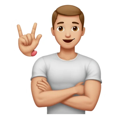 Arms crossed holding neck with tounge out guy sticker