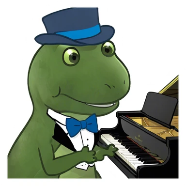 dinosaur playing a piano sticker