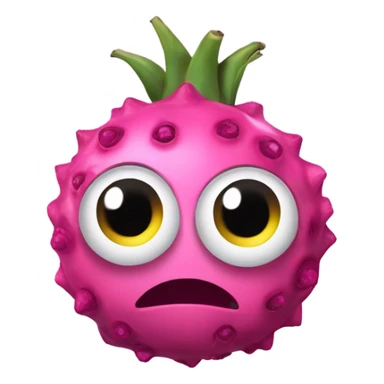 3D elegant pitagaya with surprised face and big shiny eyes 👀. one hand holds the mirror with its reflection 🪞 sticker