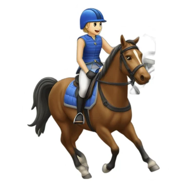 Cheval sui saute un obstacle avec sa cavaliére sticker