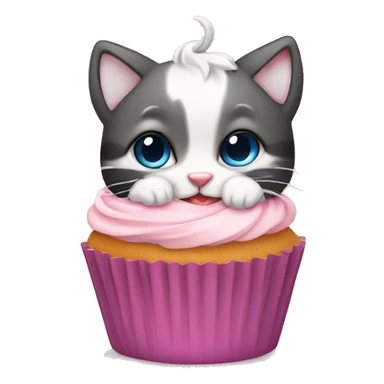 Little baby cat with cup cake sticker