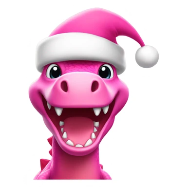 pink dinosaur with a santa hat  sticker