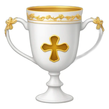royal empty Christian cup for the winner with a cross sticker