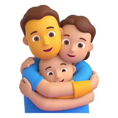 a person hugging someone named George, 3D emoji style sticker