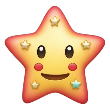 Pastel con forma de de estrella rojo con adornos de estrellas amarillas sin cara sticker