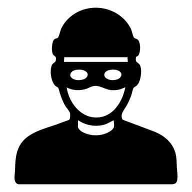 male thief character, classic icon design, minimal color, strong contrast sticker