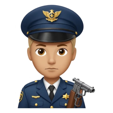 Officer with peaked cap + mini gun, half body sticker