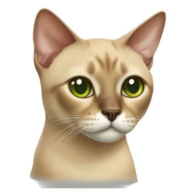 Sandy-colored Burmese cat with white and red spots on the nose with green eyes sticker