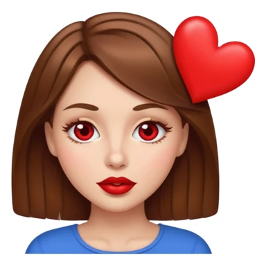 brownhaired woman with red lips and hearts in eyes sticker