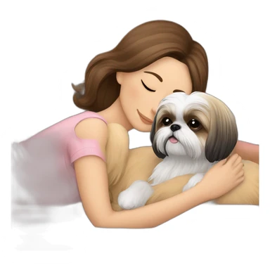 Shih tzu dog and human lady sleeping on couch sticker