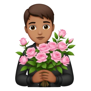 The bad boy is holding a bouquet of pink jasmine roses sticker