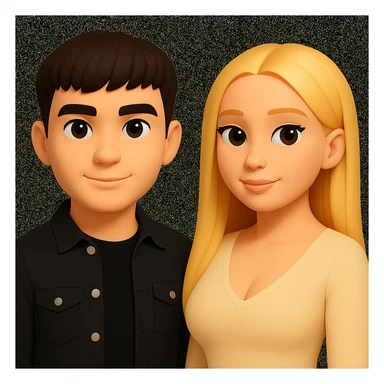 In the style of 3D Emoji, slightly increase the volume of the upper body of the girl, separate the girl and the boy from each other, and make the skin color the same for both characters. sticker