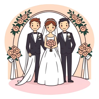 wedding celebration with stylish men sticker