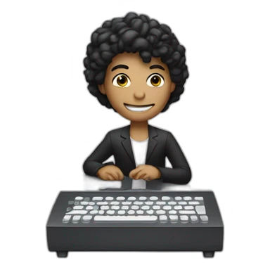 computer with "MJ" wrote on the screen sticker