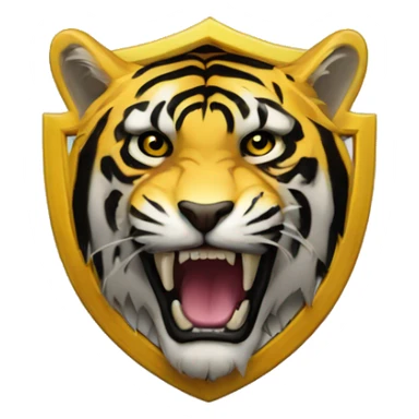 Escudo con franjas amarillas y negras con un tigre sticker