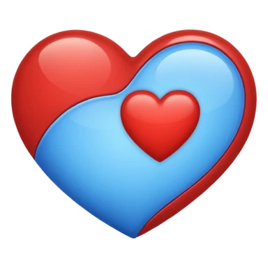 One half red and half blue heart sticker