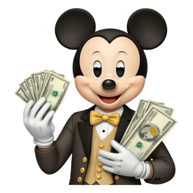 mickey mouse  with cash  sticker