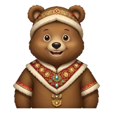 Cheerful bear in traditional Russian folk costume sticker