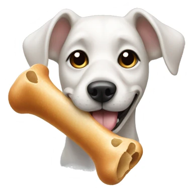 A dog eating a bone sticker