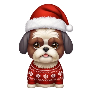 Small all OVER dark grey faced shih tzu christmas sweater hat sticker