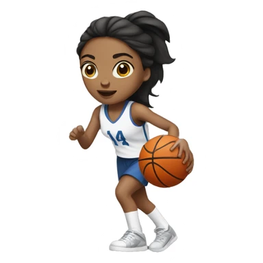 A dark brunette woman with grey eyes playing basketball sticker