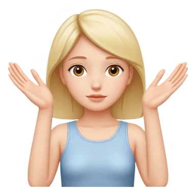 Girl with two hands in front out palms facing upwards and hands in front of her lower sticker