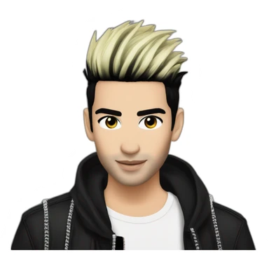 Bill Kaulitz black hair with highlights sticker