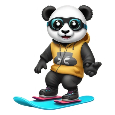 panda riding a snowboard  sticker