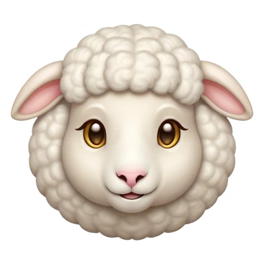 Cinematic Cute Sheep Portrait Emoji, Head tilted playfully and inquisitively, featuring a fluffy, pristine white fleece with soft, perky ears, round, sparkling gentle eyes filled with curiosity, Simplified yet irresistibly adorable features, highly detailed, glowing with a warm, friendly glow, high shine, affectionate and mellow, stylized with a touch of pastoral whimsy, bright and endearing, soft glowing outline, capturing the essence of a mischievous yet loving sheep, so playful it feels like it could graze out of the screen and into your arms! sticker