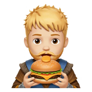 young boy viking eating burger sticker