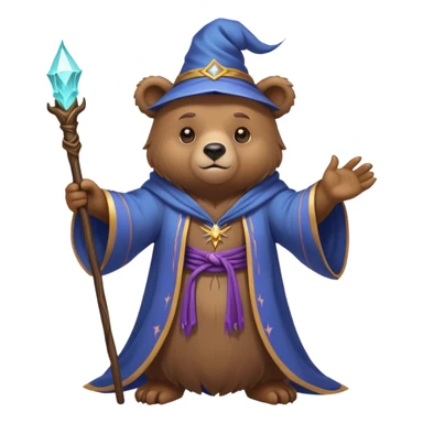 A bear wizard casting a spell with magical staff and flowing robes sticker