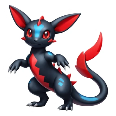 Cute Shiny Guilmon-Salandit-Umbreon-Fakémon-hybrid-creature (full body)  sticker