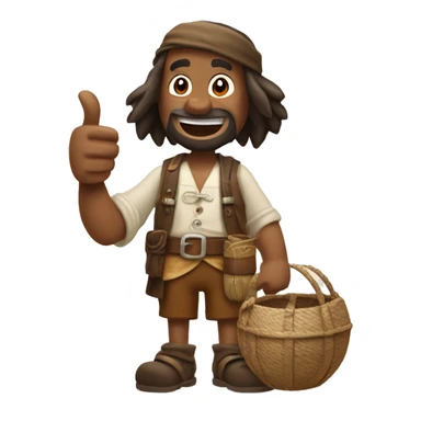 generate an emoji of robinson crusoe giving thumbs up sticker