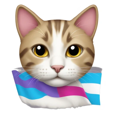 cat with trans flag sticker