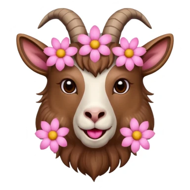 Keçi kafası agzında çicek sticker