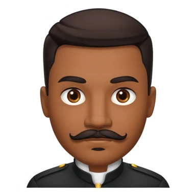 someone with brown hunter eyes, black slicked back hair , great jawline , and a mustache + goatee combo sticker