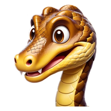 Cinematic Comical Python Portrait Emoji, Head tilted dramatically with an exaggeratedly shocked expression, featuring a robust, patterned body with wide, comically expressive eyes full of humorous disbelief, Simplified yet hilariously expressive features, highly detailed, glowing with a slightly sassy glow, high shine, dramatic yet playful, stylized with an air of quirky reptilian attitude, soft glowing outline, capturing the essence of a meme-worthy python that looks ready to side-eye its way into viral fame! sticker