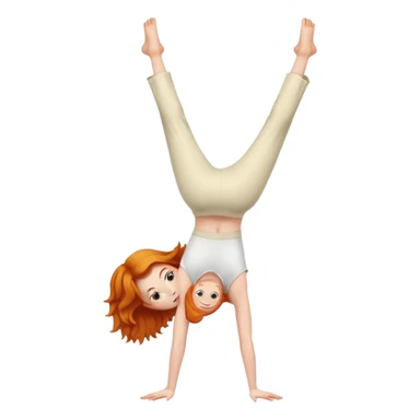 Ginger Girl handstand in cream pants sticker