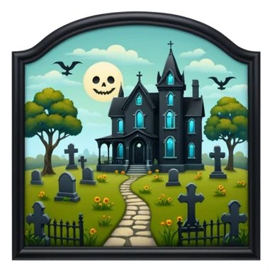 Romantically overgrown Haunting graveyard field Victorian mansion sticker