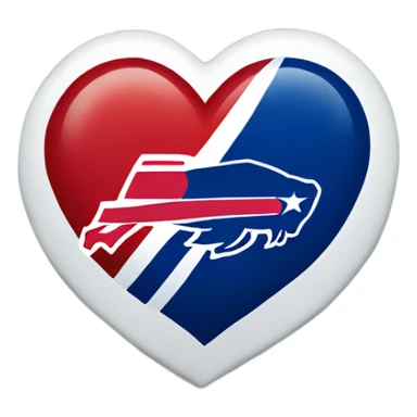 One solid Heart emoji with nothing outside of it with 3 colors, blue border outside, red heart inside, smaller white heart inside of that, with the nfl Buffalo bills in the middle  sticker