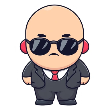 cute round mafia boss with rosy cheeks and tiny sunglasses sticker